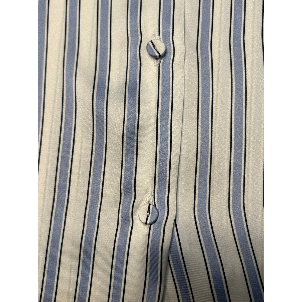 Zara Old Money Nautical Blue White Striped Satin Oversized Button Down Top - Picture 8 of 13